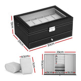 Embellir 12 Grids Watch Box Organizer Case Jewelry Display Storage Showcase - Front View