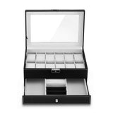 Embellir 12 Grids Watch Box Organizer Case Jewelry Display Storage Showcase - Side View