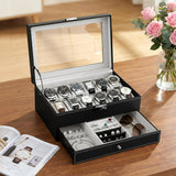 Embellir 12 Grids Watch Box Organizer Case Jewelry Display Storage Showcase - Low Angle
