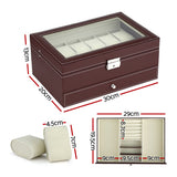 Embellir 12 Grids Watch Box Organizer Case Jewelry Display Storage Showcase