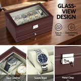 Embellir 12 Grids Watch Box Organizer Case Jewelry Display Storage Showcase - Close-Up Angle