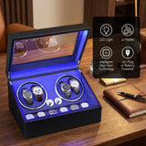 Embellir Watch Winder Automatic Double Watch Winder Box LED Black - Top-Down View