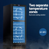 Devanti Wine Fridge Cooler Compressor Dual Zone 80 Bottles - Top-Down View