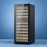 Devanti Wine Fridge Cooler Compressor Dual Zone 80 Bottles - Close-Up Angle