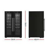 Devanti Wine Fridge Cooler Dual Zone 24 Bottles - Front View