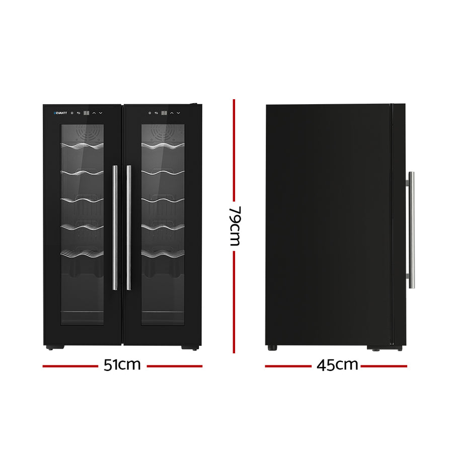Devanti Wine Fridge Cooler Dual Zone 24 Bottles, image 2