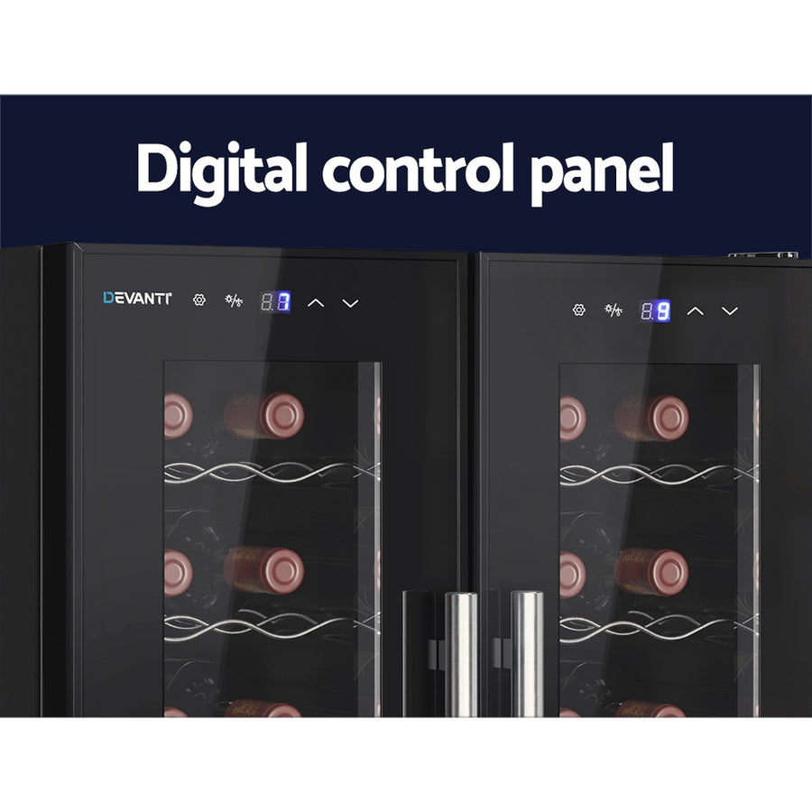 Devanti Wine Fridge Cooler Dual Zone 24 Bottles, image 5