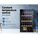 Devanti Wine Fridge Cooler 34 Bottles - Close-Up Angle
