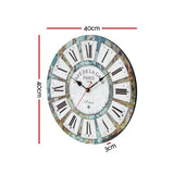 Rustic Charm 40CM Turquoise Wall Clock by Artiss - Front View