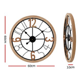 Artiss 60CM Wall Clock Wooden - Front View