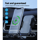Devanti 15W Fast Wireless Car Charger with Mount and Suction Cup - 45-Degree Angle