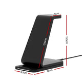 Devanti 3 in 1 Wireless Charger Dock 15W Fast Charging Stand - Front View