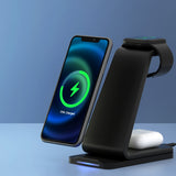 Devanti 3 in 1 Wireless Charger Dock 15W Fast Charging Stand - 45-Degree Angle