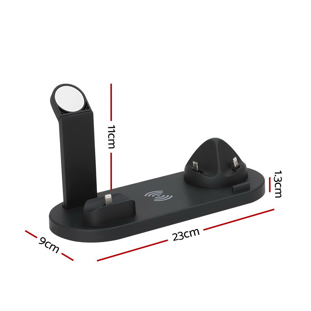 Devanti 4-in-1 Multi-Device Wireless Charging Dock Station for Phones, iWatches, and AirPods
