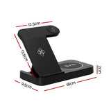 Devanti 4-in-1 Fast Wireless Charging Station for Phones, iWatches & Airpods - Black - Front View