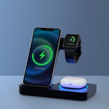 Devanti 4-in-1 Fast Wireless Charging Station for Phones, iWatches & Airpods - Black