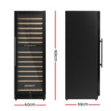 Devanti Wine Fridge Cooler Dual Zone 128 Bottles - Front View