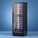 Devanti Wine Fridge Cooler Dual Zone 128 Bottles - Close-Up Angle
