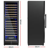 Devanti Wine Fridge Cooler Dual Zone 154 Bottles - Front View