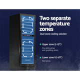 Devanti Wine Fridge Cooler Dual Zone 154 Bottles - 45-Degree Angle
