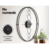 Artiss 75cm Wall Clock Large No Numeral Round Black - Top-Down View
