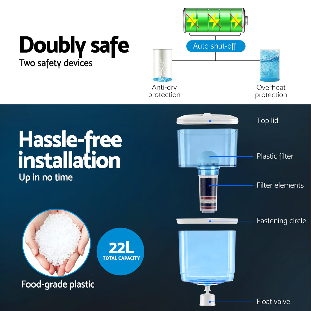 Devanti Water Cooler Dispenser Bench Top 22L w/2 Filter