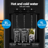 22L Devanti Water Cooler Dispenser Bench Top 3 Taps Chiller Filter Purifier Three Taps Balck - Rear View