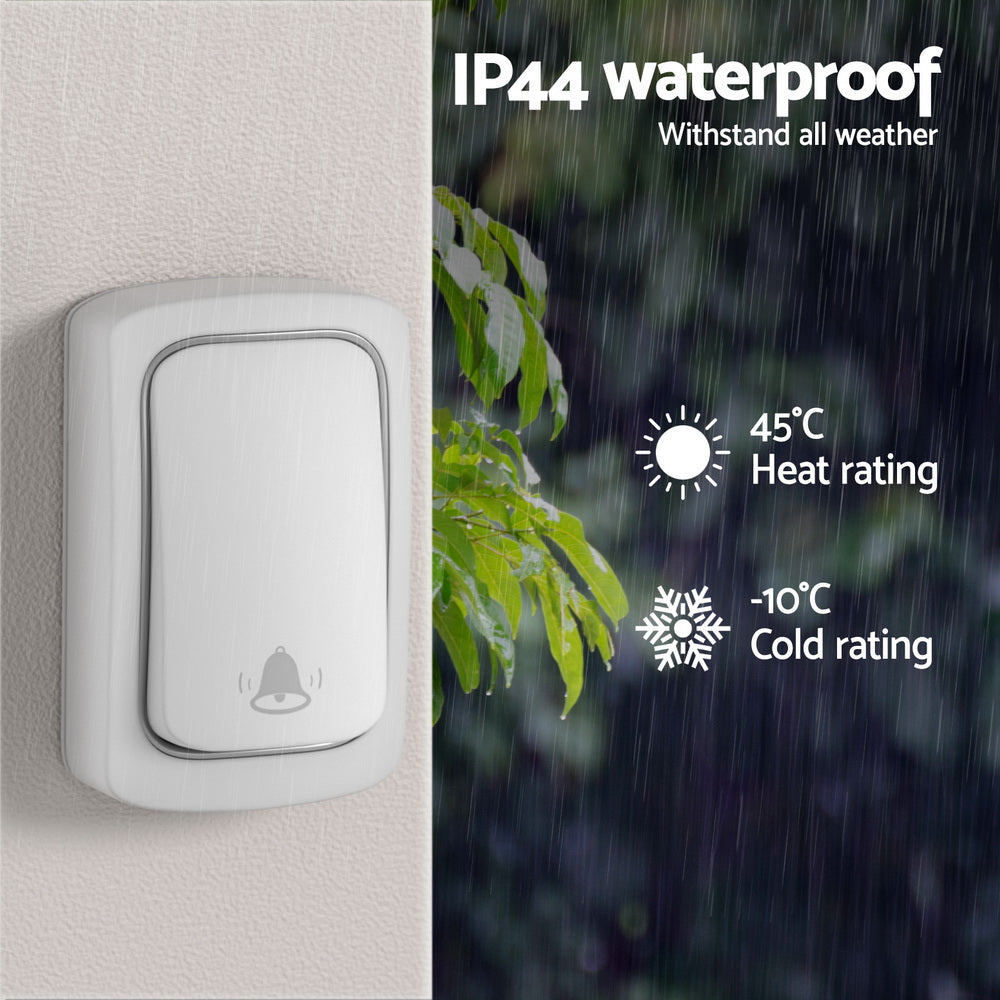 Wireless LED Doorbell with 38 Ringtones and Waterproof Receiver