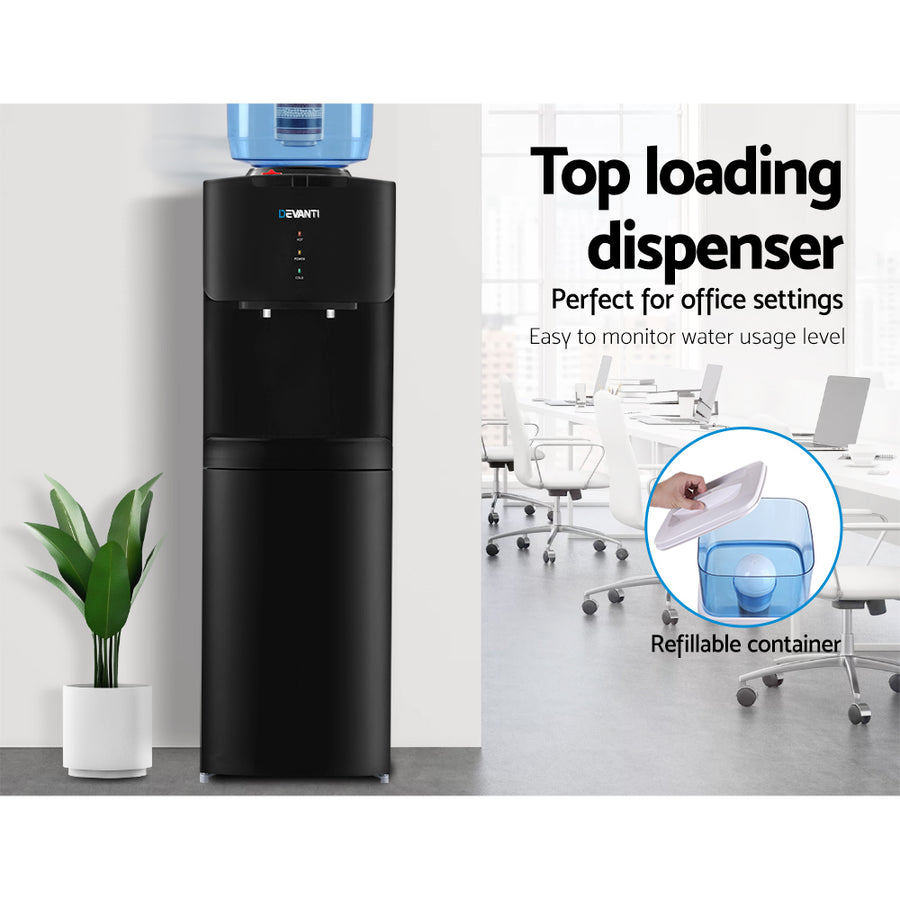 Devanti Water Cooler Dispenser Stand 22L Bottle Black w/2 Filter