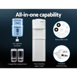 Devanti Water Cooler Dispenser Stand 22L Bottle White w/2 Filter - Top-Down View