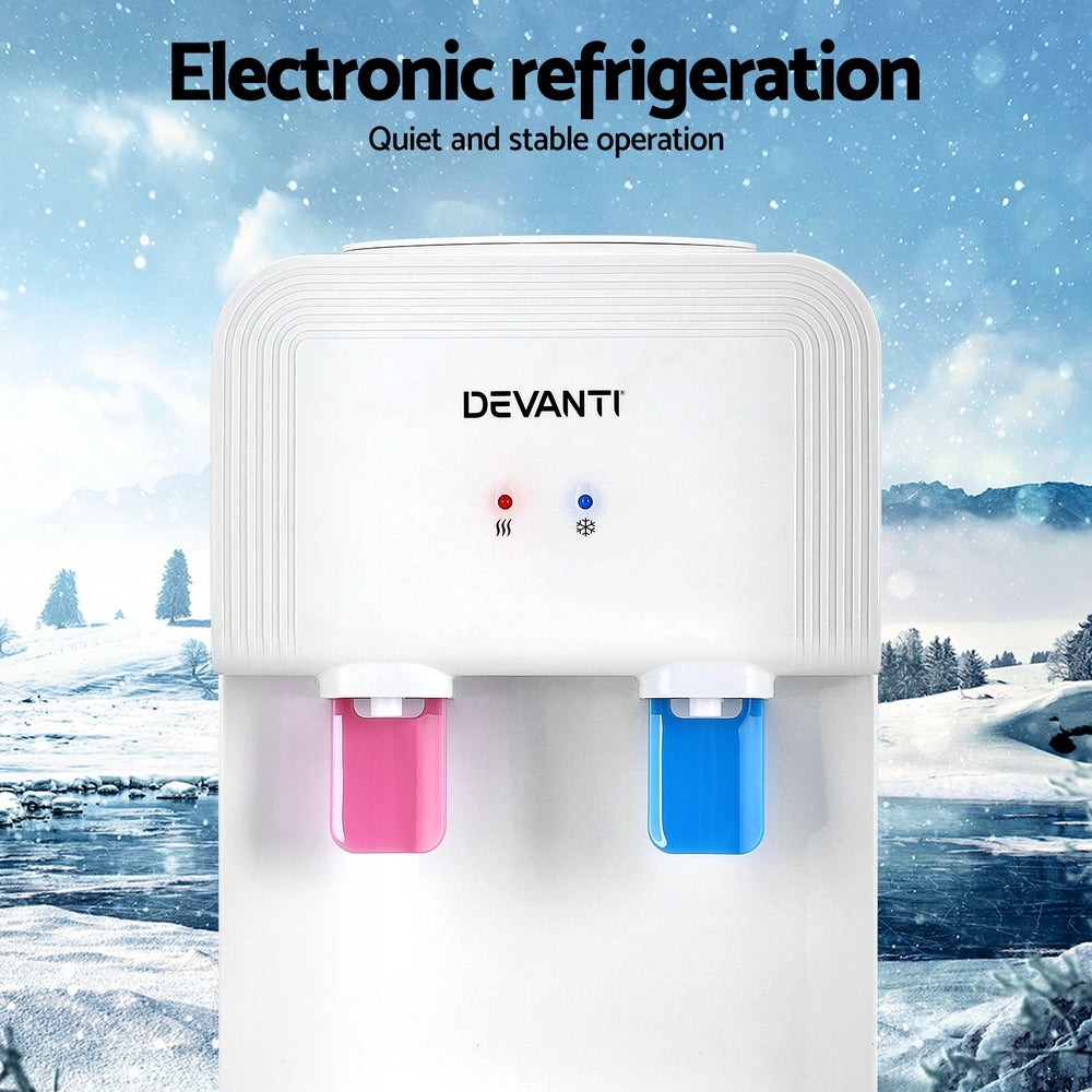 Compact Devanti Bench Top Water Cooler Dispenser - White