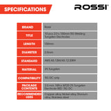 ROSSI 10pc 2.0mm x 150mm TIG Welding Tungsten Electrodes , for Copper Alloy, Nickel Alloy, Titanium Alloy, Stainless Steel - Front View