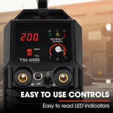 ROSSI NextGenTIG/MMA 200A Welder TIG-200, Ar Gas, HF Start, Regulator Included - Close-Up Angle