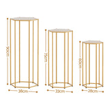 3Pcs Wedding Backdrop Pedestal Stand Gold Metal Hexagon Wedding Frame Plinth Pillars Table - Front View