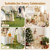 3Pcs Wedding Backdrop Pedestal Stand Gold Metal Hexagon Wedding Frame Plinth Pillars Table - Rear View