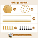 3Pcs Wedding Backdrop Pedestal Stand Gold Metal Hexagon Wedding Frame Plinth Pillars Table - Low Angle