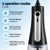 Devanti Cordless Water Flosser Dental Oral Irrigator Black - 45-Degree Angle