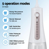 Devanti Cordless Water Flosser Dental Oral Irrigator White - 45-Degree Angle