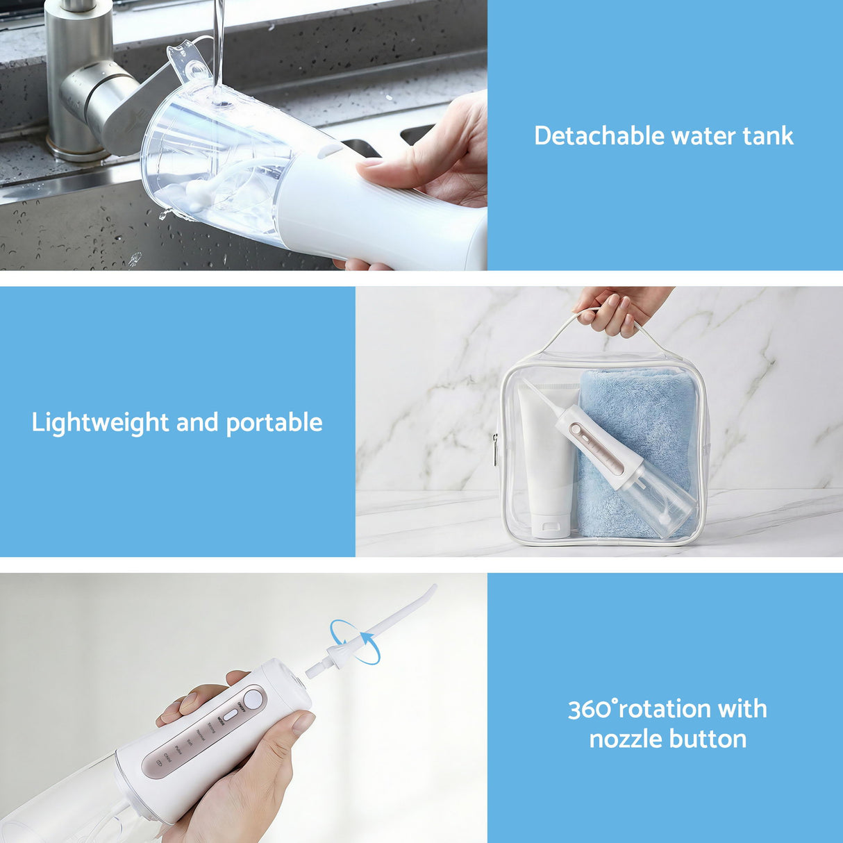 Devanti Cordless Water Flosser Dental Oral Irrigator White