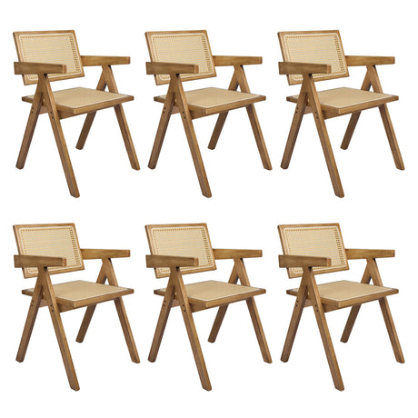 Levede 6x Dining Chair Solid Wood Rattan-2006732729571479552