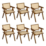 Levede 6x Walnut Wicker Armchair Dining Chair-2018816934186979328