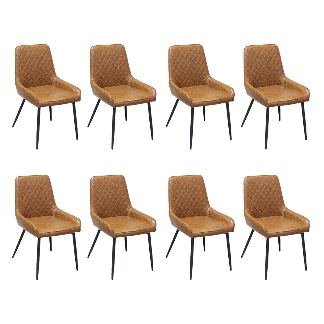 Dining Chairs x 8 Padded Seat PU Faux Leather-2018816926830170112