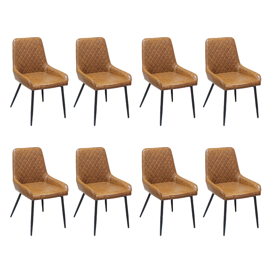 Dining Chairs x 8 Padded Seat PU Faux Leather-2018816926830170112