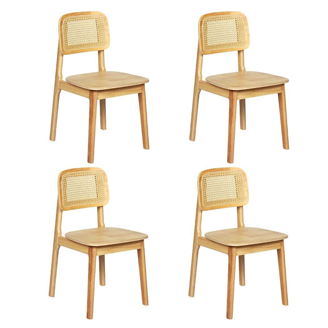 Levede 4x Rattan Dining Chair Wooden Kitchen Chair-2006733383874514944