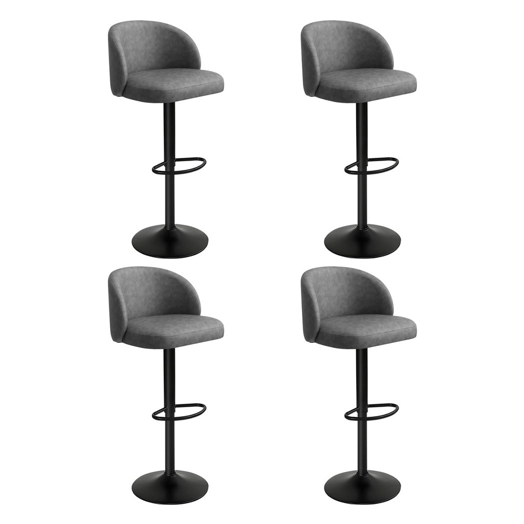 Levede 4x Bar Stool Swivel Gas Lift PU Leather Grey-2006732718938918912