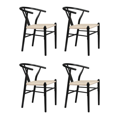 Levede 4x Dining Chairs Wooden Hans Black-2018816917736919040