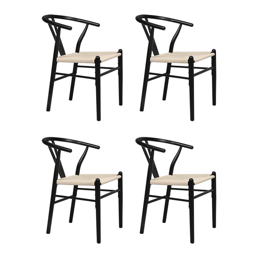 Levede 4x Dining Chairs Wooden Hans Black-2018816917736919040