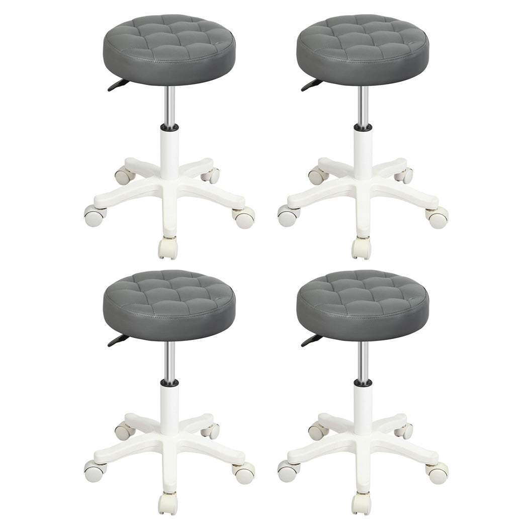 Levede 4x Rolling Bar Stool Swivel Salon SPA Chair Grey-2018816873524760576