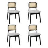 Levede Dining Chair Wood Rattan Armless Black x4 - Extra Image