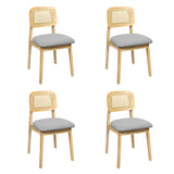 Levede Dining Chair Wood Rattan Armless Natural x4-2006732736697602048